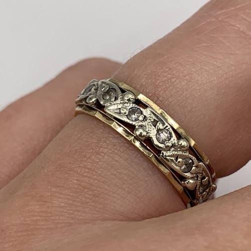 White Spinel Full Eternity Ring 9ct 9k Yellow Gold- Size L 1/2 - Picture 3 of 8