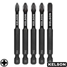 5 x Mixed 75mm Phillips PH1 PH2 PH3 Impact Screwdriver Bits Long 1/4" KELSON