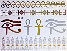 Flash Temporary Adhesive Tattoo Gold Silver 7 Pieces Bracelet Necklace G28SI