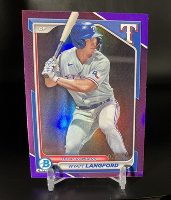 2024 Bowman Chrome Wyatt Langford Purple Refractor /250 Texas 