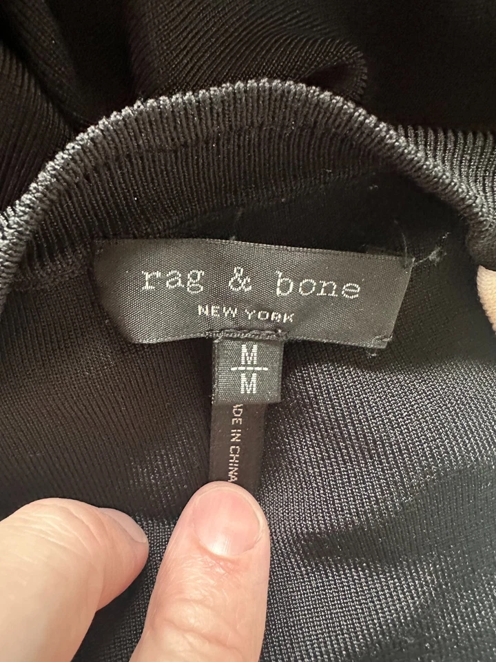 Suéter Rag and Bone Cecilee Lana Merino Rayas Negro Blanco Talla Mediana Top Foto 4 de 4