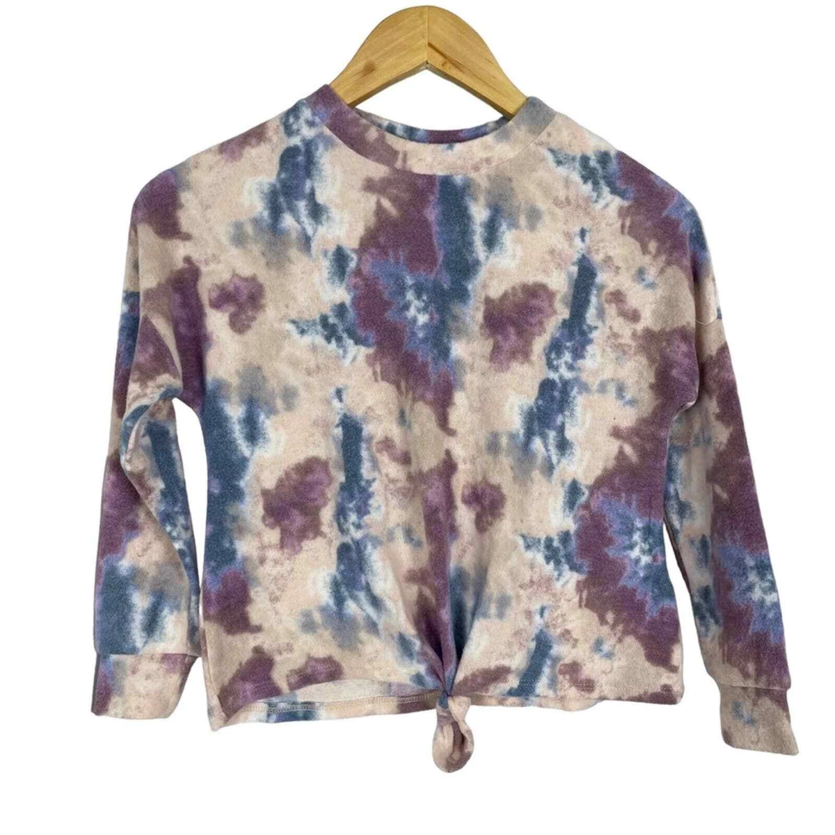 Love Fire Nordstrom Girls Tie Dye Crew Neck Sweatshirt Small Purple Pink NWT