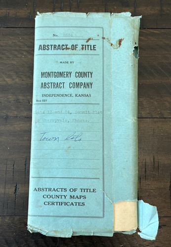 Cherryvale Kansas Abstract of Title Osage Indians L.L. & G Railroad Summit Plat