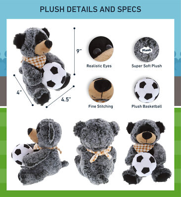PLUSH SOCCER BALL - SUPER-SOFT PLUSH - SITTING BLACK BEAR | eBay