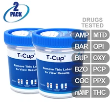 NEW Mintegrity Drug Test 12-Panel T-Cup Urine Home Kit 2-Pack #MI-TDOA-4124
