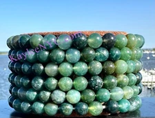 Wholesale Lot 6 Pcs Natural Moss Agate 6mm 7.5” Crystal Stretch Bracelet