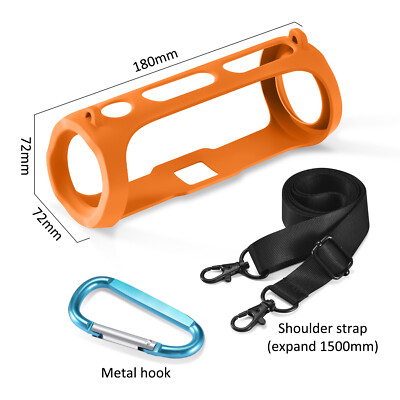 Silicone Cover Carrying Case+Hook Strap for JBL FLIP ESSENTIAL Bluetooth  Audio