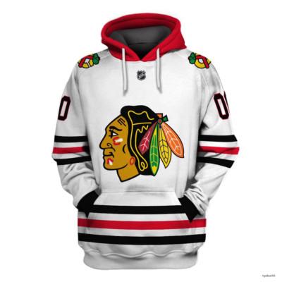 Custom Name Number CHICAGO BLACKHAWKS white hoodie Pullover Unisex Gift All Size