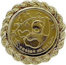 1Ct Round wedding CHINESE PANDA BEAR COIN Ring 14k yellow gold Finish