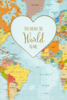 You Mean the World to Me Die Cut Heart in Map  Our Wedding Anniversary Card