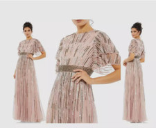 MAC DUGGAL  93582 EMBELLISHED FULL LENGTH LAYERED VINTAGE ROSE GOWN sz  18