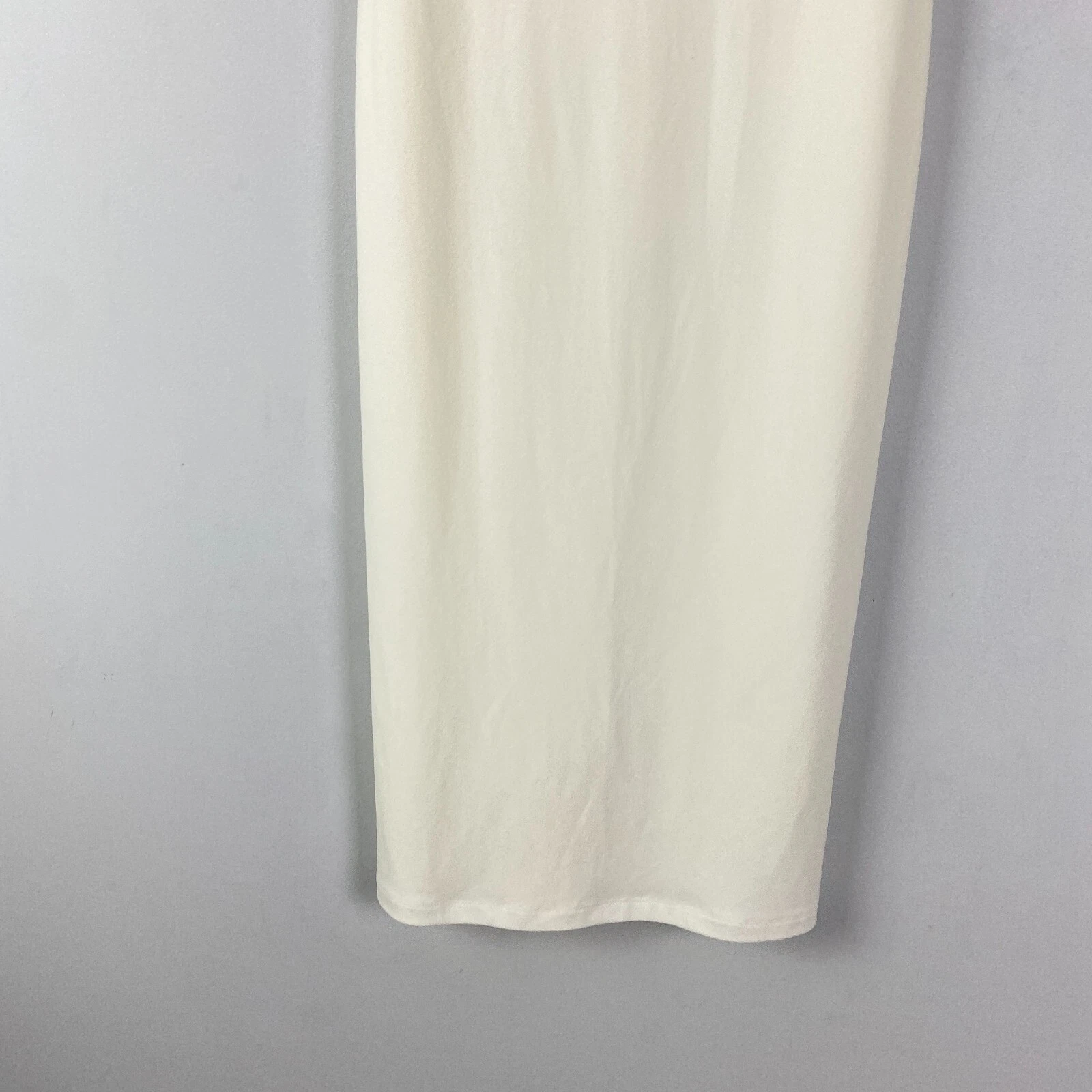 OFF WHITE Abito midi Alice + Olivia Meya spalle fredde taglia 0 bianco sporco zip posteriore elasticizzato