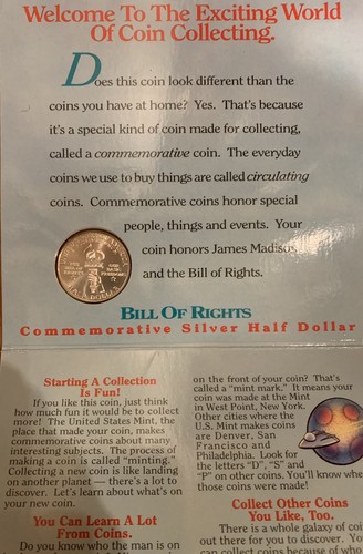 1993 Bill Of Rights Silver Half Dollar Kids Starter Coin Collection - Picture 9 of 10