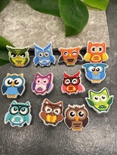 12 PC 1" Cute Cartoon Owl Shoe Decoration Charms-Clogs Jigs Bubble Slides A4692