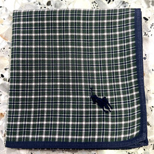 MAN HANDKERCHIEF CLASSIC VTG COTTON POCKET ART SQUARE GREEN BLUE PLAIDS 18   P71