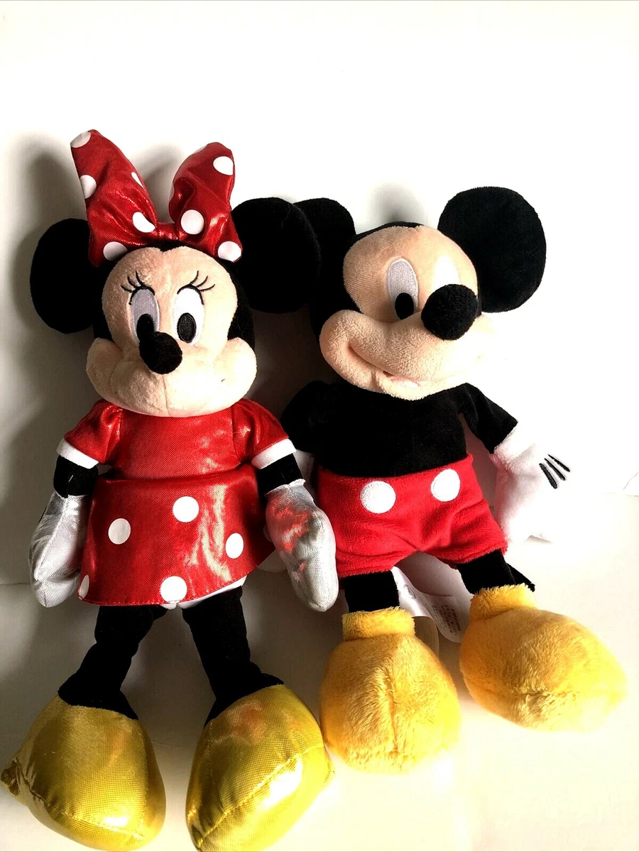 Disney Store Mickey Mouse and Ty Sparkle Minnie Mouse Plush Stuffed Animals