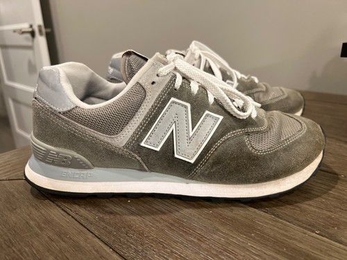 NEW BALANCE 574 Gray Suede White Core Classic Sneakers ML574EGG Mens 9 4E X Wide - Picture 2 of 10