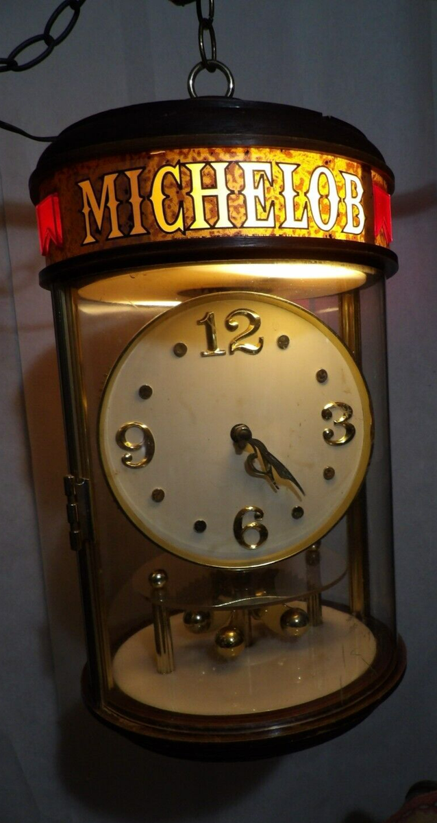 Vintage 1970s Michelob Beer Revolving Motion Lighted Clock Sign