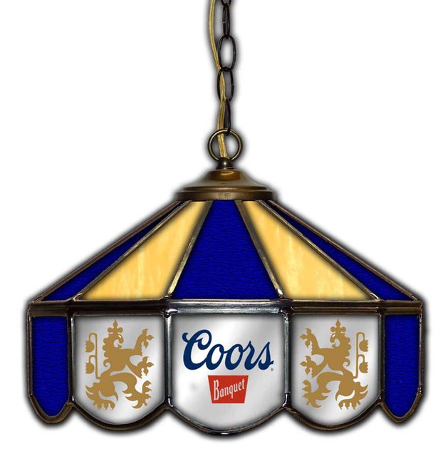 Coors Original Banquet Beer Stained Glass Mirror Light Poker 14" Lamp