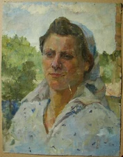 Ukrainian Soviet Oil Painting realism impressionism female portrait girl woman