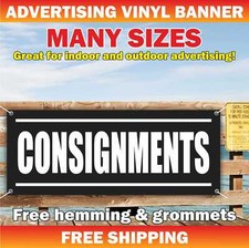 CONSIGNMENTS Advertising Banner Vinyl Mesh Sign Thrift Store Retail Store Sale
