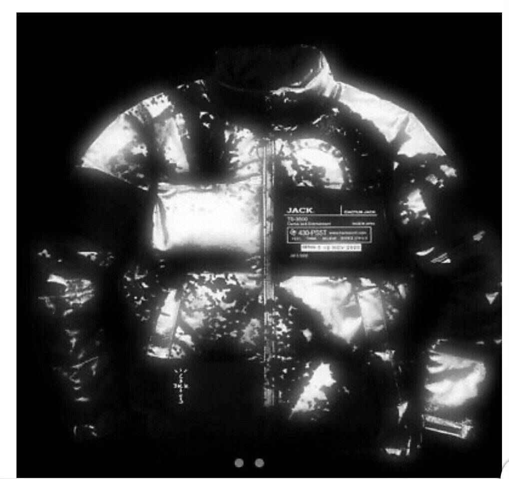 Travis Scott x Playstation System Reflective Men Puffer Jacket, Black, Sz  XL NWT