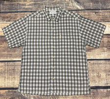 Columbia Men's Shirt Sportswear Size L Button-up Brown Blue Cream Made In USA