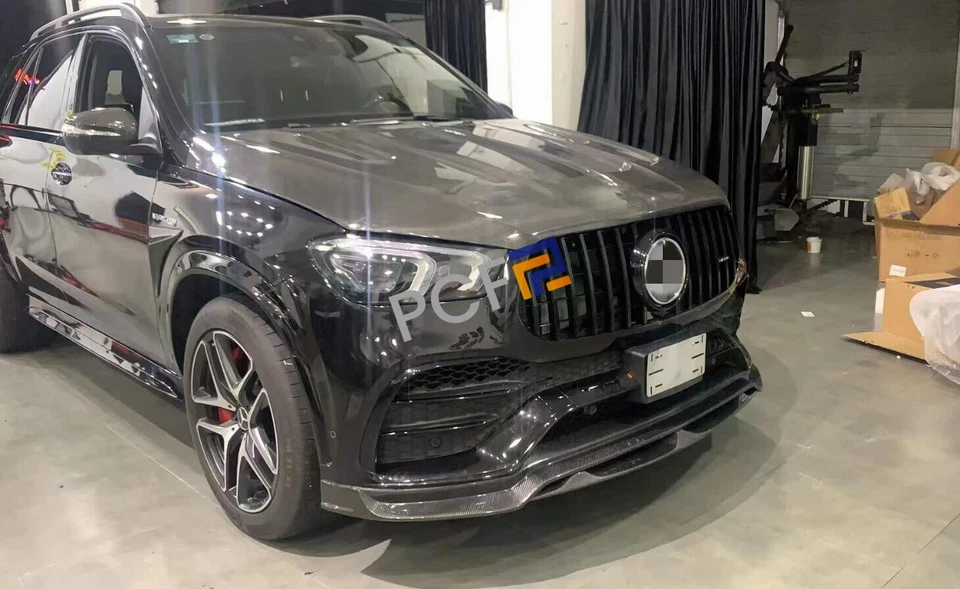 Cubierta de capó ventilada de fibra de carbono real para Benz Clase GLE W167 2020-24 Foto 4 de 4