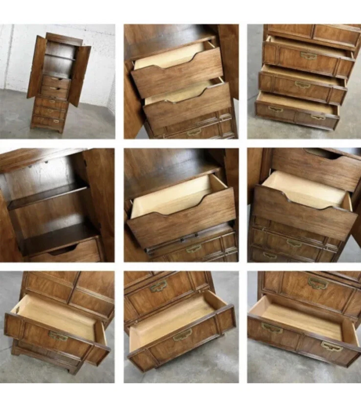 Cama y armarios modulares de 3 secciones Mystique estilo campaña Thomasville Foto 4 de 4