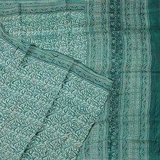 Namaste Vintage Green Sarees 100 Pure Silk Printed Indian Sari 5YD Craft Fabric