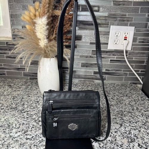 Harley Davidson | Black Leather Crossbody Bag