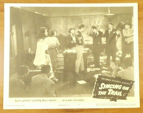 Original Vintage 1946 Singing On The Trail Ken Curtis Movie Lobby Card Full Set - Picture 5 of 10