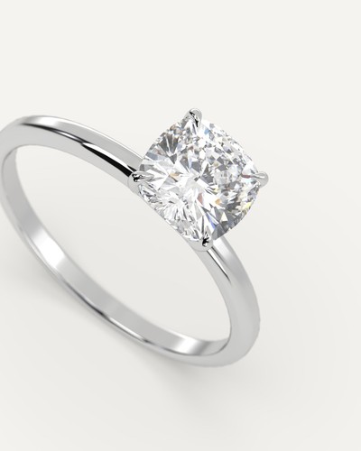 1 carat Cushion Cut Engagement Ring | Real Mined Diamond in 14k White Gold - Picture 5 of 6