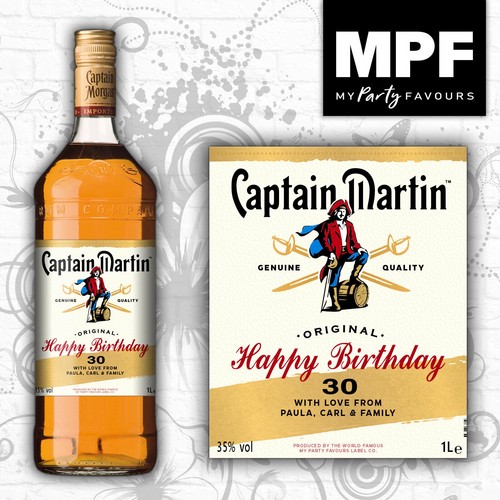 Personalised Birthday Captain Jamaica Spiced Rum label - old style - Picture 10 of 12