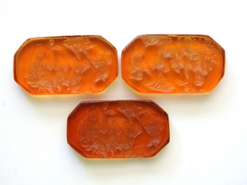 PSYCHE & EROS honey amber Venetian glass Intaglio*octagonal*26mmx14mm*wax seal - Picture 9 of 9