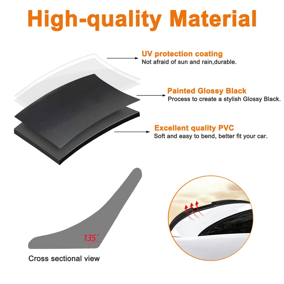 Rear Trunk Spoiler Wing For Audi A3 A4 A5 A6 Sedan Coupe Trimmable Glossy Black - Image 4 of 4