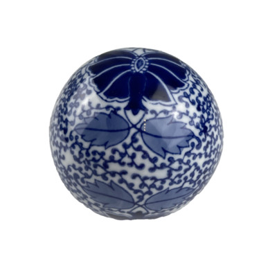 Pier One Ceramic Orb Ball Decorative Sphere Chinoiseries 3in Blue White