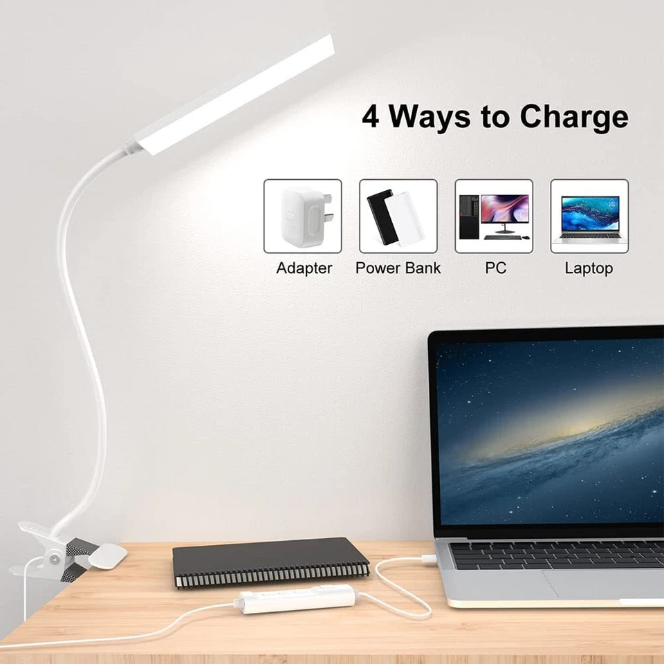 Lámpara de Escritorio LED con Clip Regulable 5W Luz de Lectura Flexible Black Friday  Foto 4 de 4
