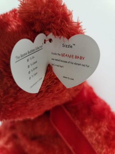 Ty Beanie Buddy Sizzle The Bear with Red Ribbon 14" 35cm MWMT Great Valentine - Picture 3 of 4