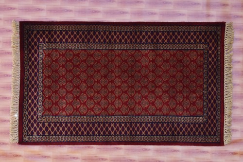 Tapis traditionnel noué à la main rouge zone tapis laine 2,6 x 4 géométrique - Photo 1/6