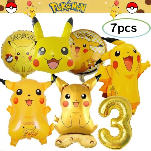 Pikachu Pokémon Birthday Balloon Bundle – Set of 7 Ages 1-9 Party Decorations - Picture 12 of 18