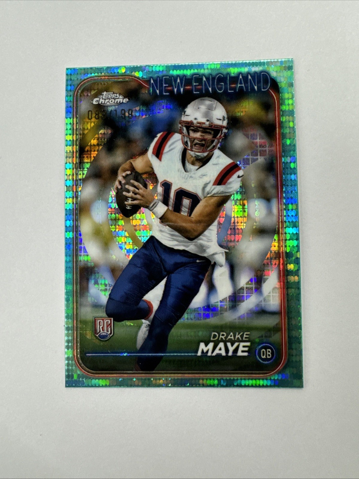 2024 Topps Chrome Drake Maye RC #203 Aqua Sonar Refractor # 89/199 pleaseread
