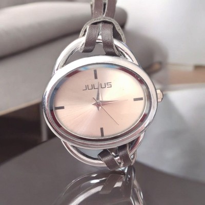 Women's Julius double wrap Leather Strap Oval Face Wristwatch Malaysia Made Work