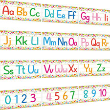 12 Pieces Alphabet Bulletin Board Strips Set Alphabet Line ABC Alphabet Banner 