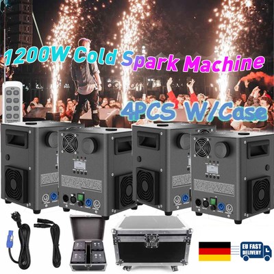 4x 1200W Cold Spark Machine / Case DMX Elektronisch Pyrotechnikmaschinen DJ Show