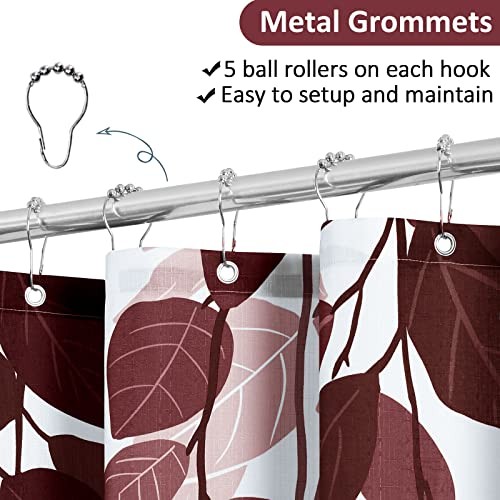 Dark Red Leaves Shower Curtain Set Red 72"W x 72"L (Pack of 1) Burgundy - Picture 2 of 7