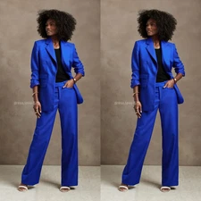 Royal Blue Women Suits 2 Pcs Business Formal Prom Wedding Wear Ladies Outfits 
