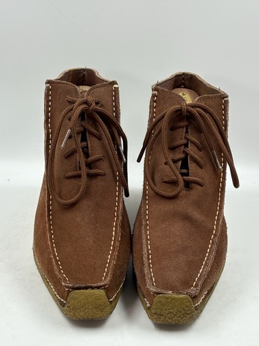 First Sight Vintage Botines Cuña Puntera Cuadrada Marrón Gamuza Con Cordones Talla 9 M - Imagen 2 de 15