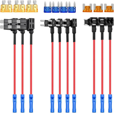 Nilight - 50040R 12V Car Add-A-Circuit Fuse Adapter with Standard and Mini TAP P