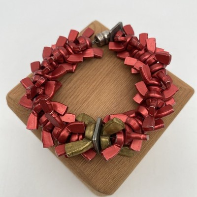 Handmade WingNut Beaded Bracelet Steampunk  The Zig  Signed J Period